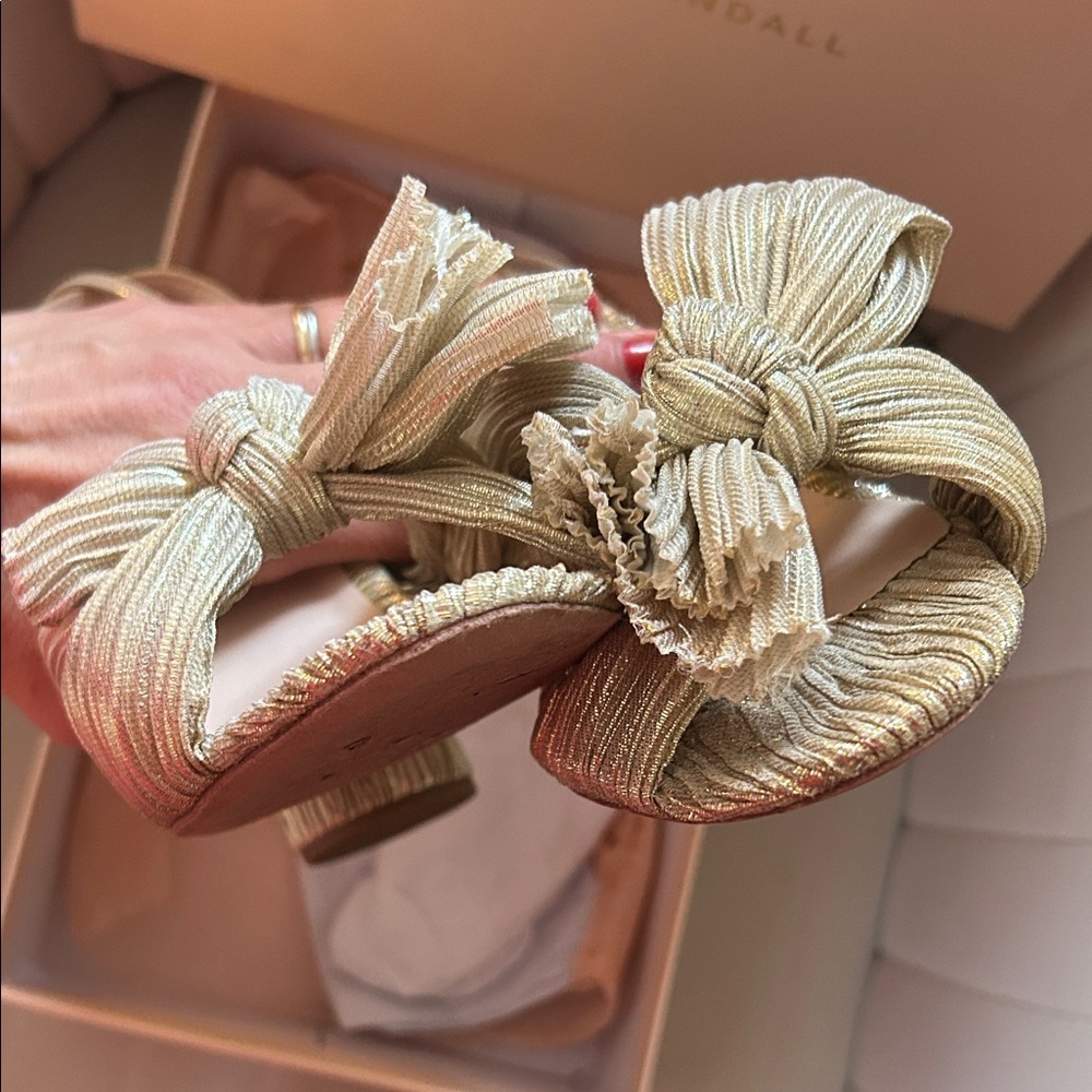 Loeffler Randall Camellia Platinum Pleated Heels - Picture 5 of 7